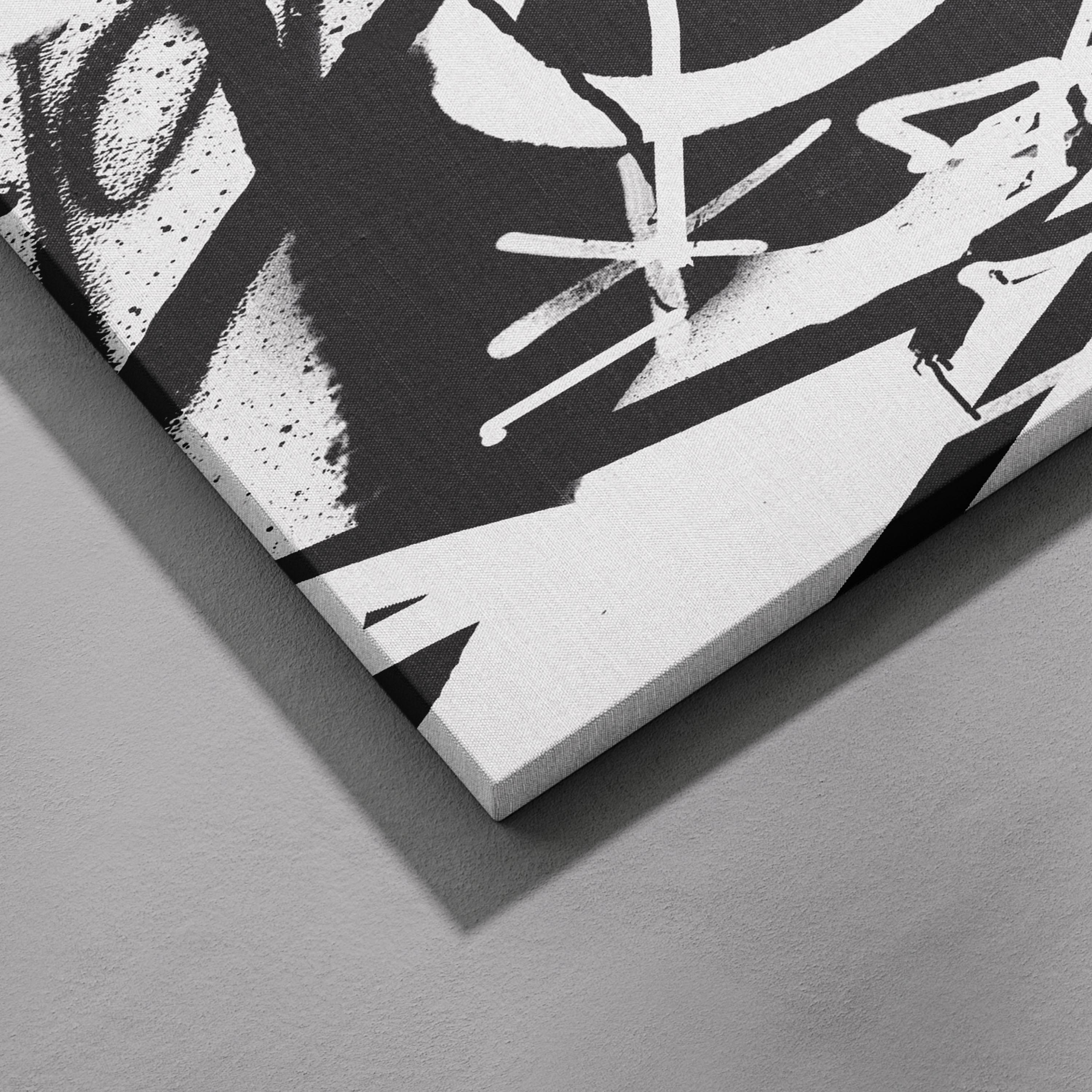 White & Black Punk Graffiti Text - Framed Canvas Wall Art Print | House Prints