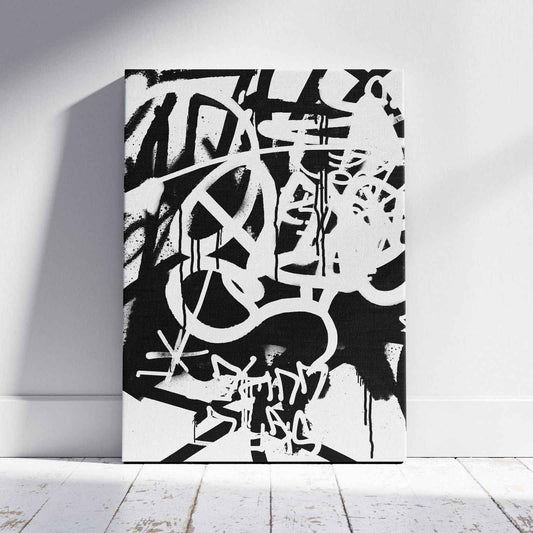 White & Black Punk Graffiti Text - Framed Canvas Wall Art Print - House Prints