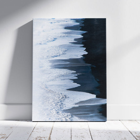 White & Blue Sand Meets the Sea - Framed Canvas Wall Art Print - House Prints
