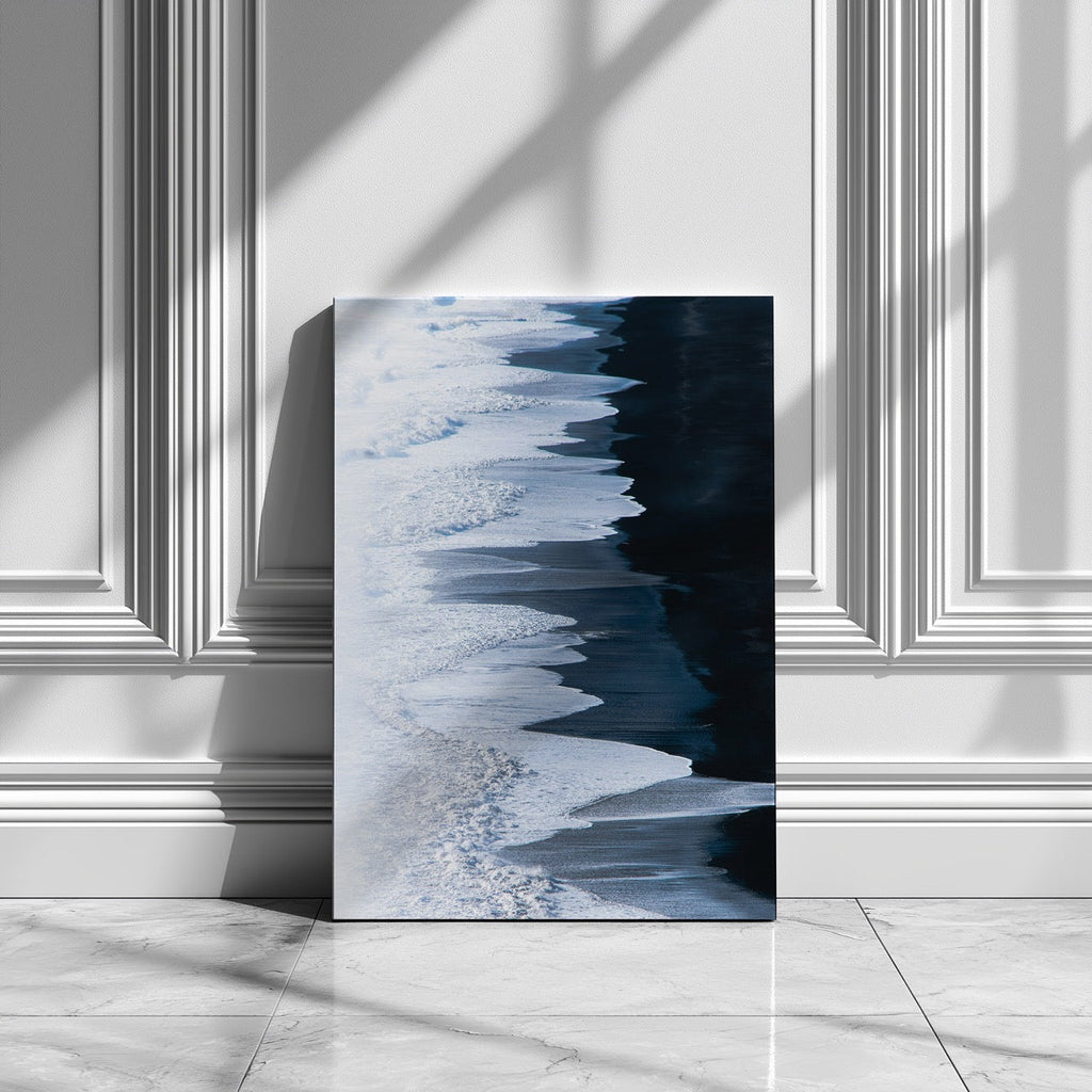 White & Blue Sand Meets the Sea - Framed Canvas Wall Art Print | House Prints