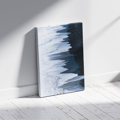 White & Blue Sand Meets the Sea - Framed Canvas Wall Art Print - House Prints