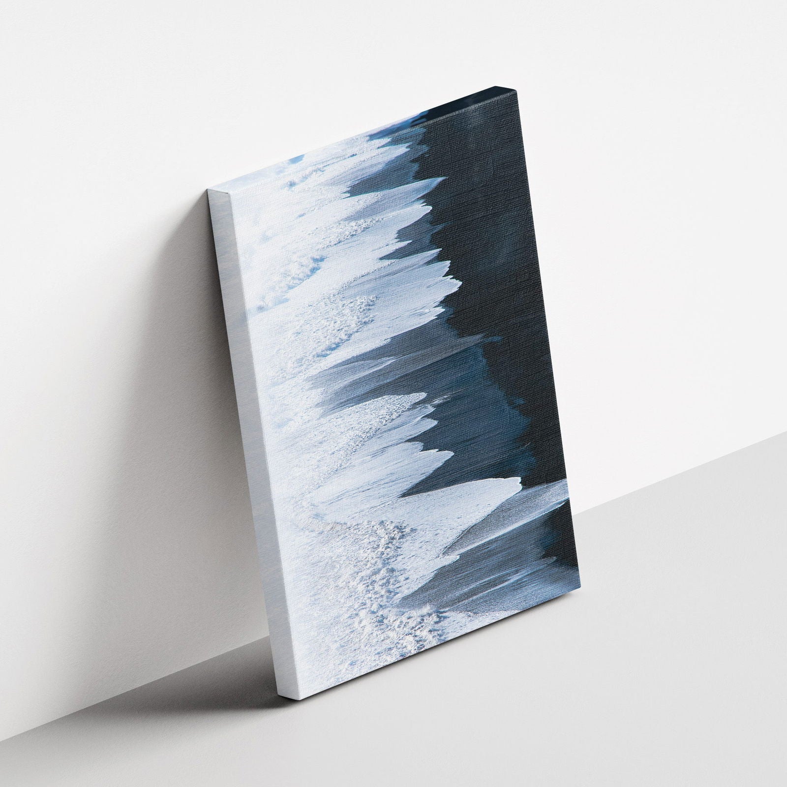 White & Blue Sand Meets the Sea - Framed Canvas Wall Art Print - House Prints
