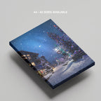 Winter Wonderland Festive Snowy Street - Framed Canvas Wall Art Print | House Prints