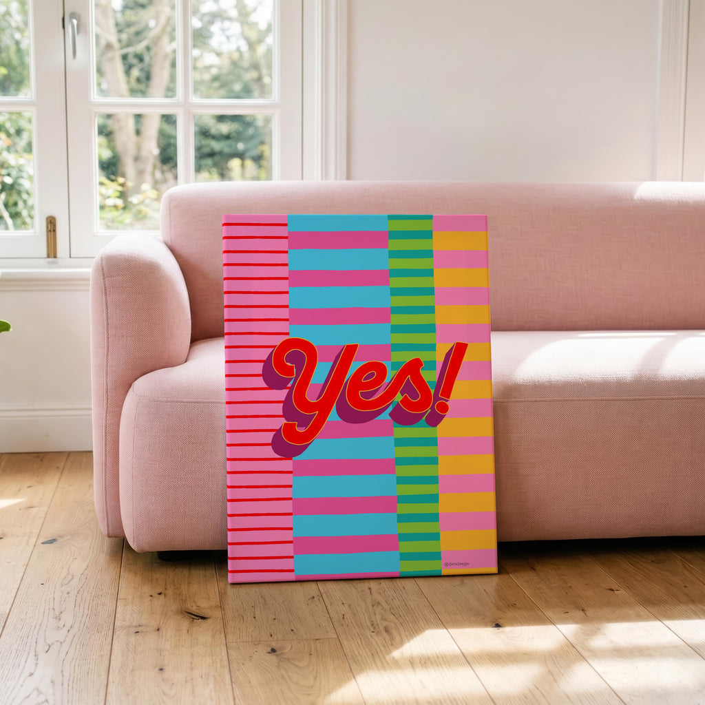 Yes Stripe Hype 5 - Seta Zakian - Framed Canvas Wall Art Print | House Prints