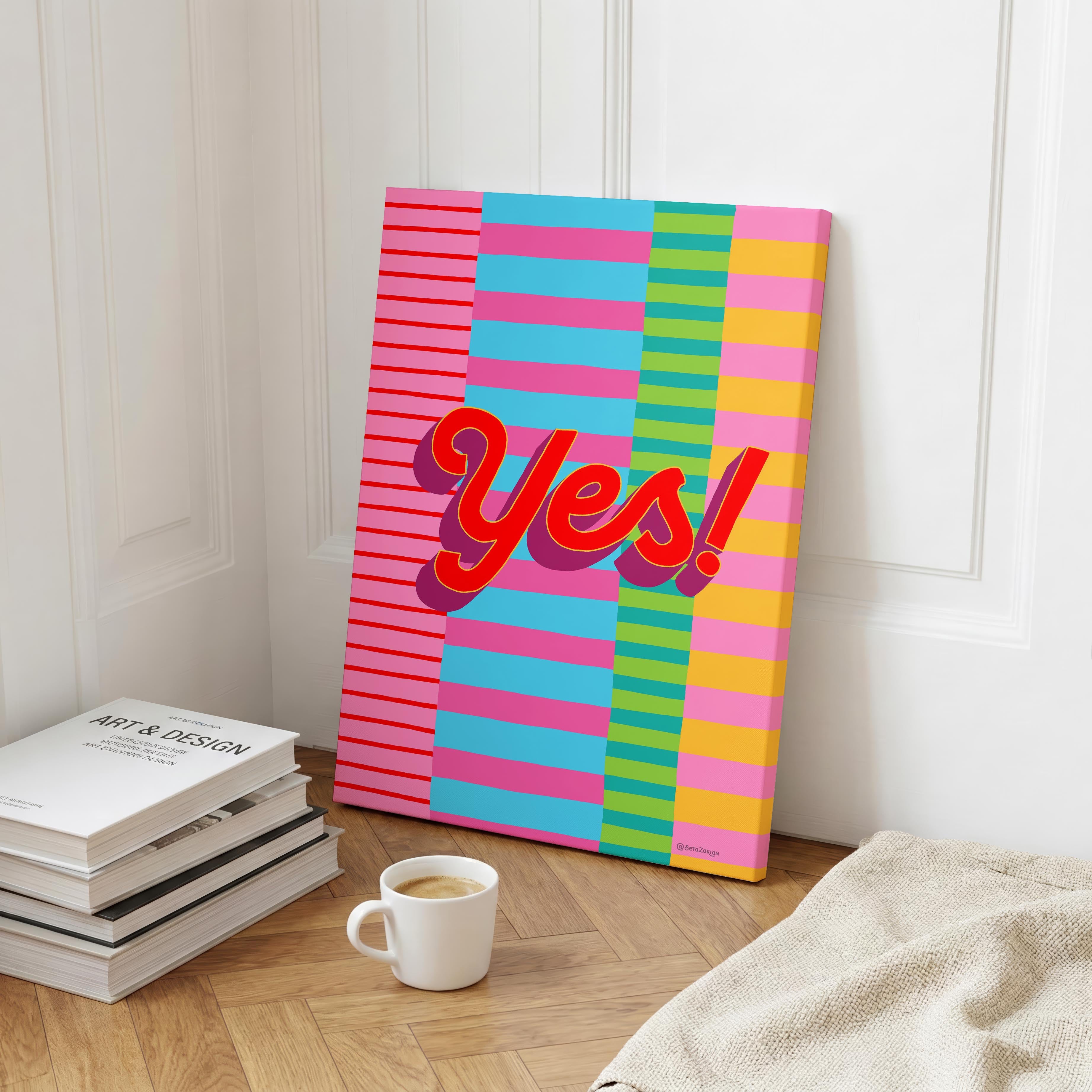 Yes Stripe Hype 5 - Seta Zakian - Framed Canvas Wall Art Print | House Prints