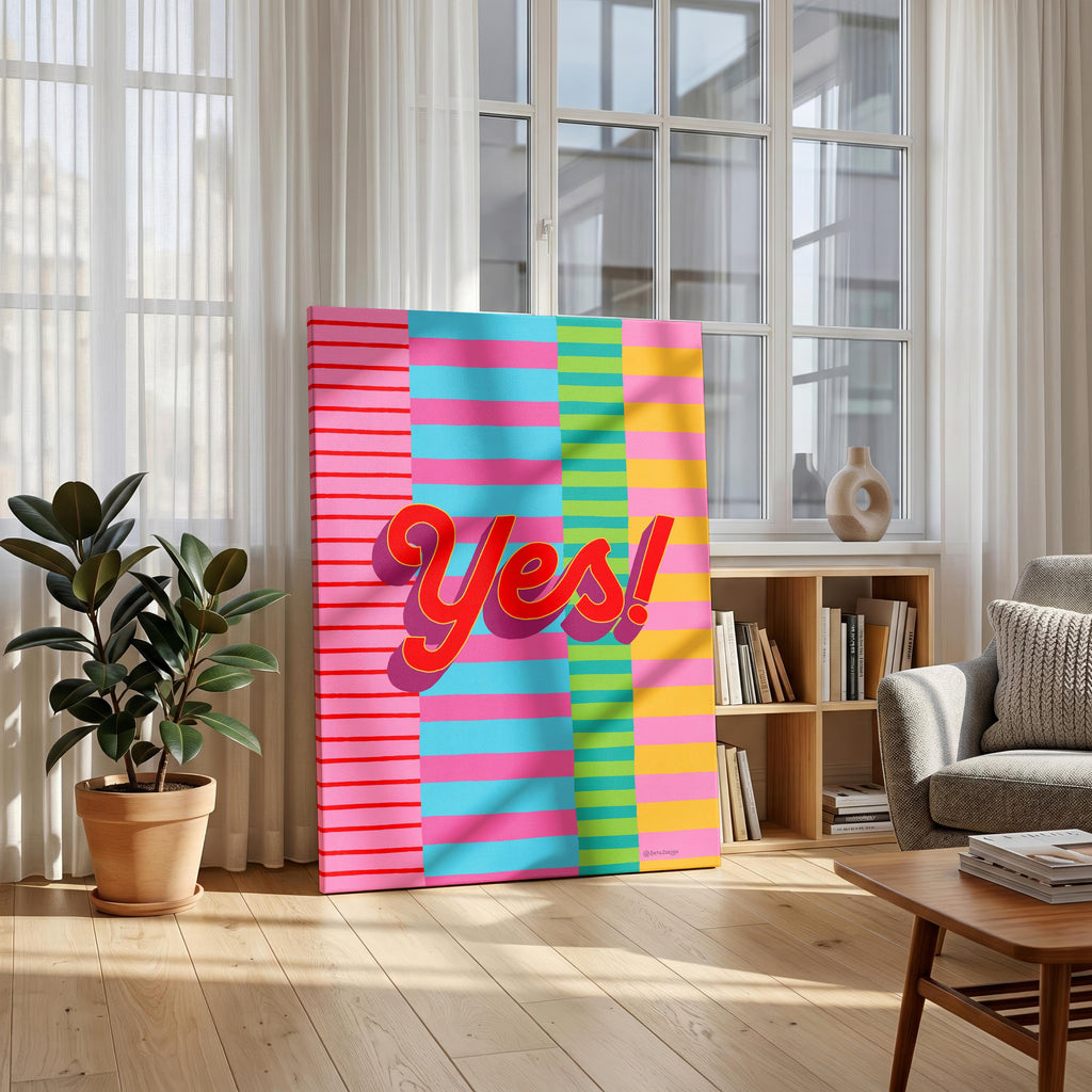 Yes Stripe Hype 5 - Seta Zakian - Framed Canvas Wall Art Print | House Prints