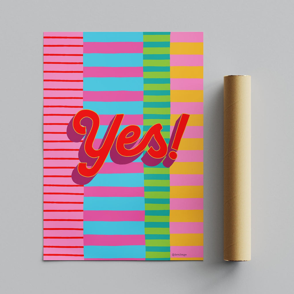 Yes Stripe Hype 5 - Seta Zakian - Rolled Poster Wall Art Print | House Prints