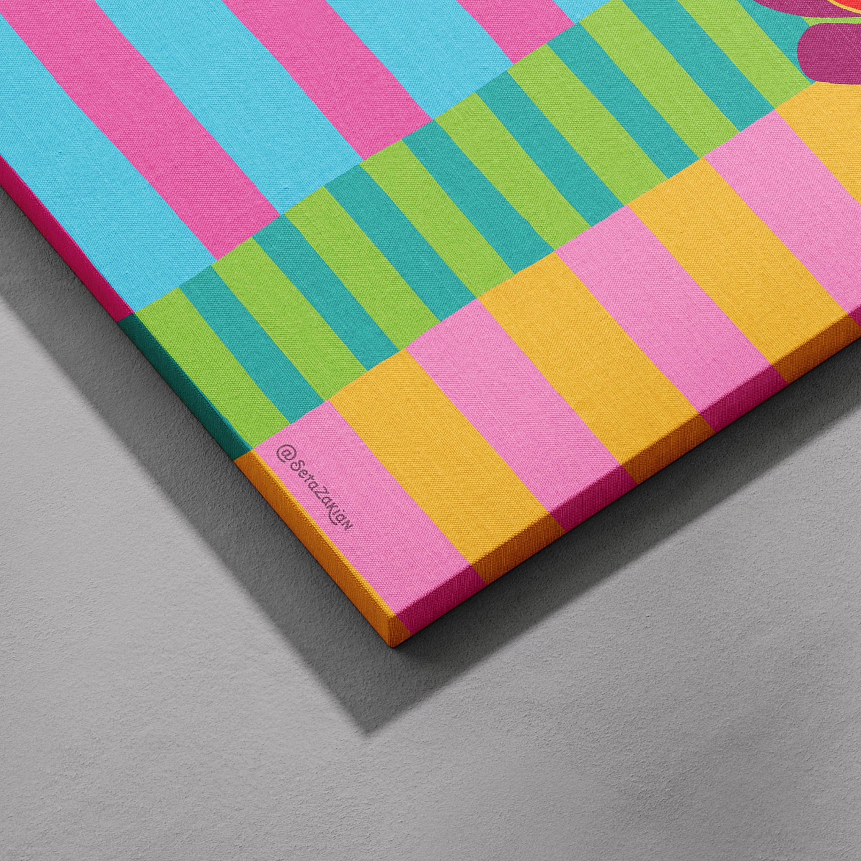 Yes Stripe Hype 5 - Seta Zakian - Framed Canvas Wall Art Print | House Prints