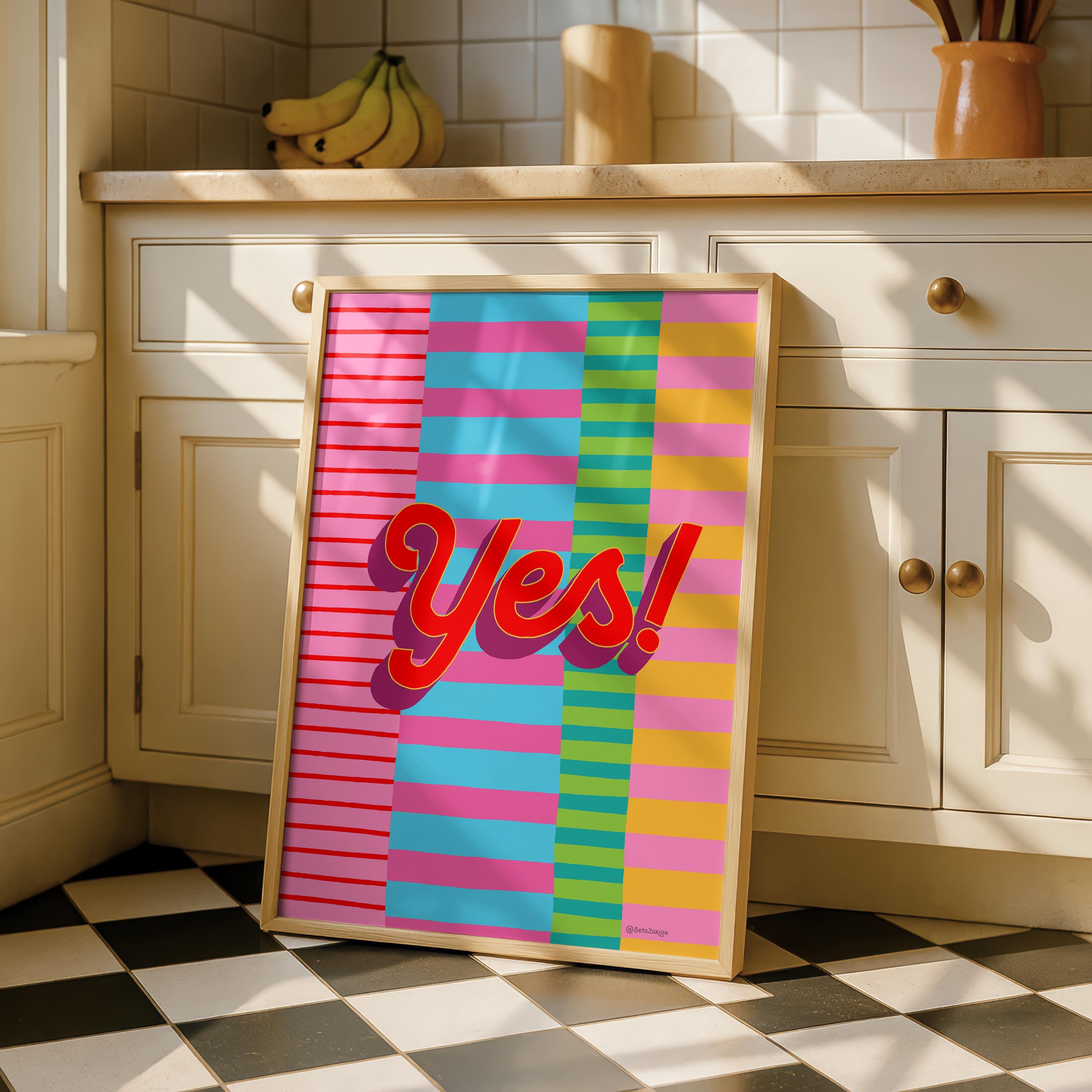 Yes Stripe Hype 5 - Seta Zakian - Rolled Poster Wall Art Print | House Prints