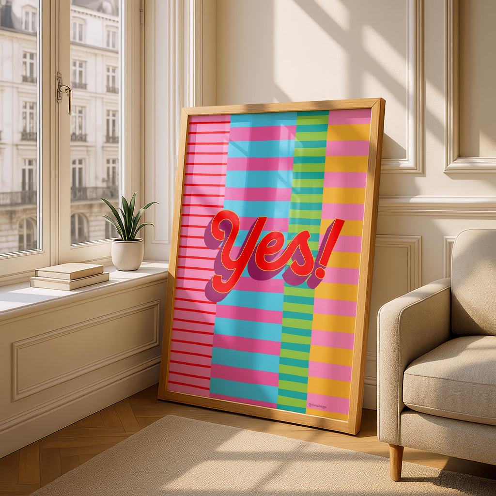 Yes Stripe Hype 5 - Seta Zakian - Rolled Poster Wall Art Print | House Prints