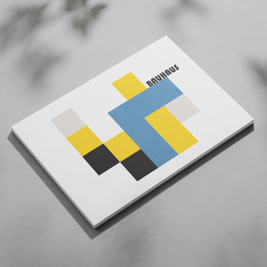 Yellow & Blue Bauhaus Minimalist Squares - Framed Canvas Wall Art Print | House Prints