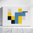 Yellow & Blue Bauhaus Minimalist Squares - Framed Canvas Wall Art Print | House Prints