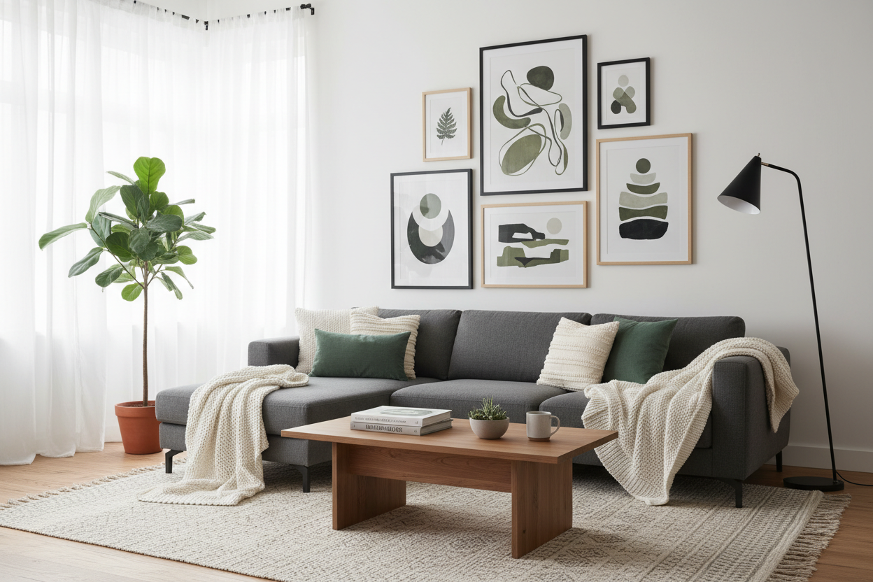 Art Print Sizes in Realistic Living Room