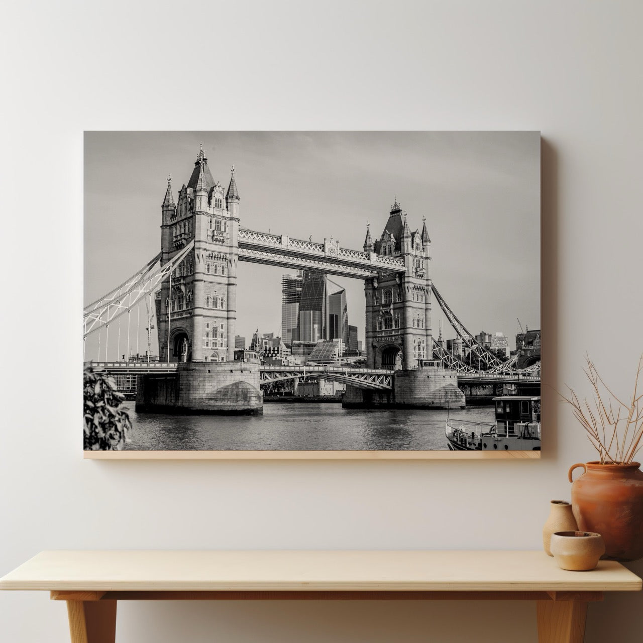 Tower Bridge London in Timeless Elegance - Framed Canvas Wall Art Print - House Prints
