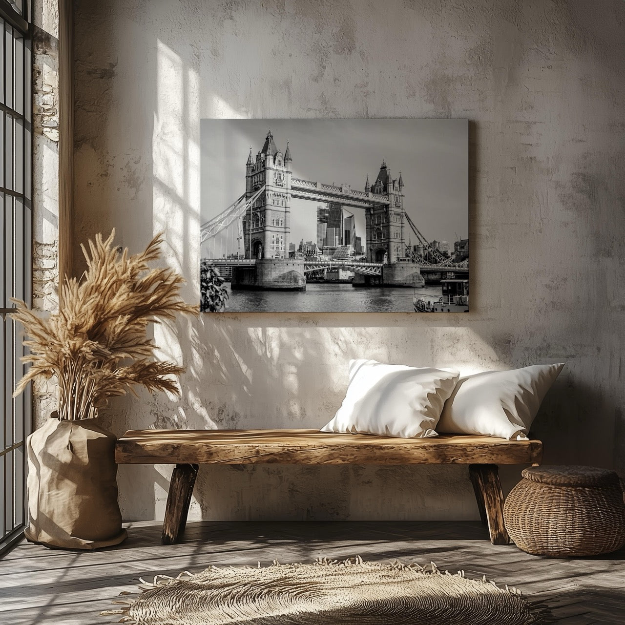 Tower Bridge London in Timeless Elegance - Framed Canvas Wall Art Print - House Prints