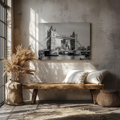 Tower Bridge London in Timeless Elegance - Framed Canvas Wall Art Print - House Prints