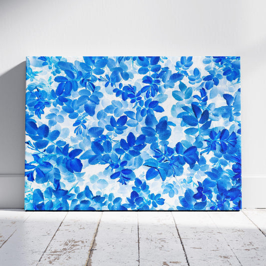 Blooming Blue Botanical Harmony - Framed Canvas Wall Art Print - House Prints