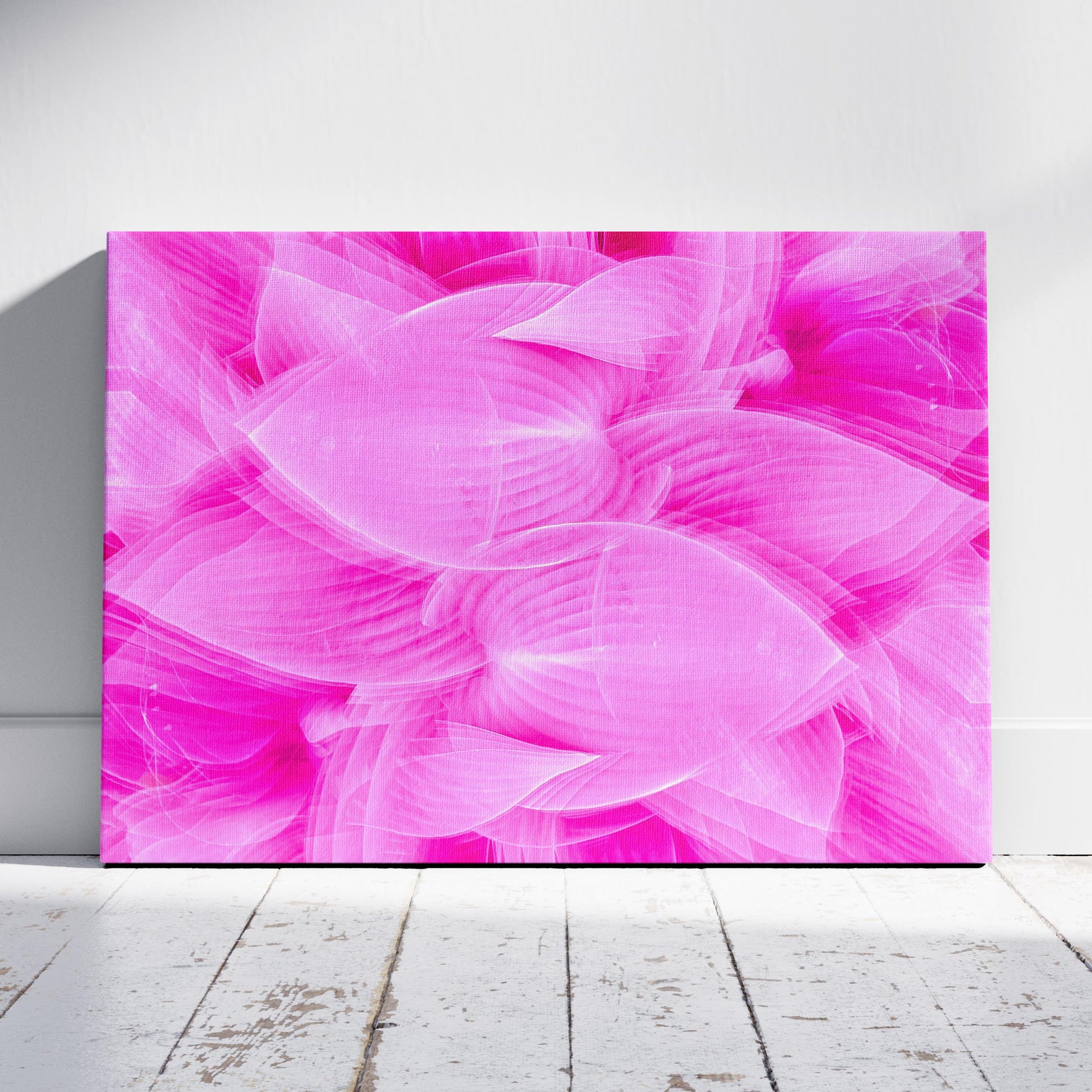 Vibrant Petals in Pink Bloom - Framed Canvas Wall Art Print - House Prints