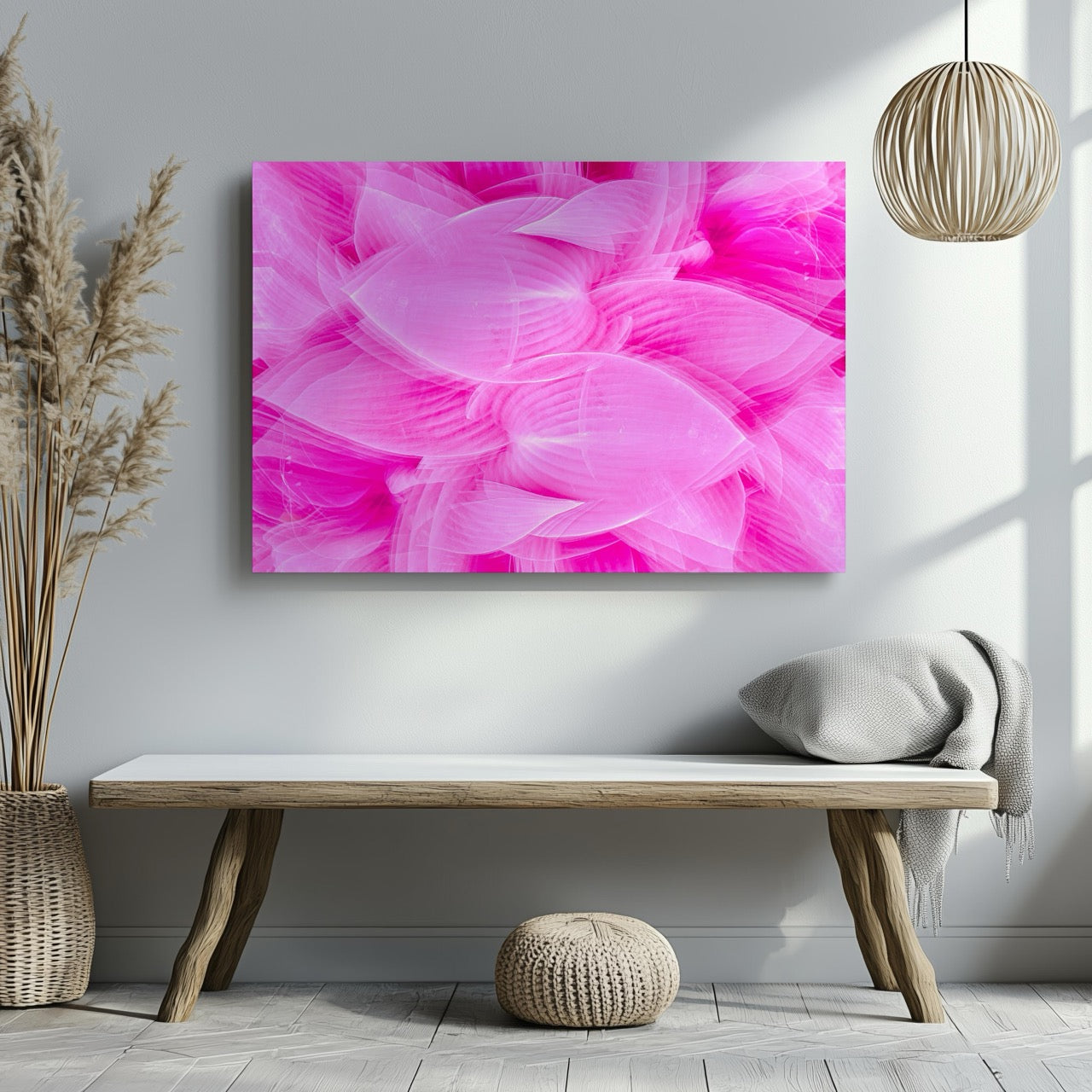 Vibrant Petals in Pink Bloom - Framed Canvas Wall Art Print - House Prints