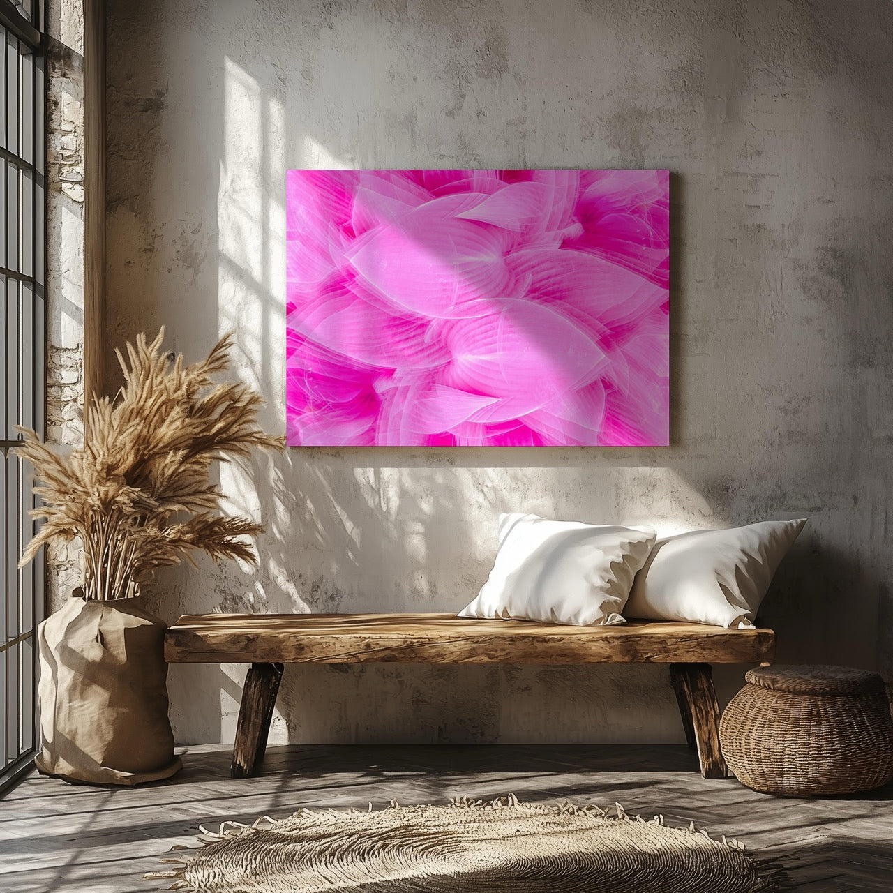 Vibrant Petals in Pink Bloom - Framed Canvas Wall Art Print - House Prints