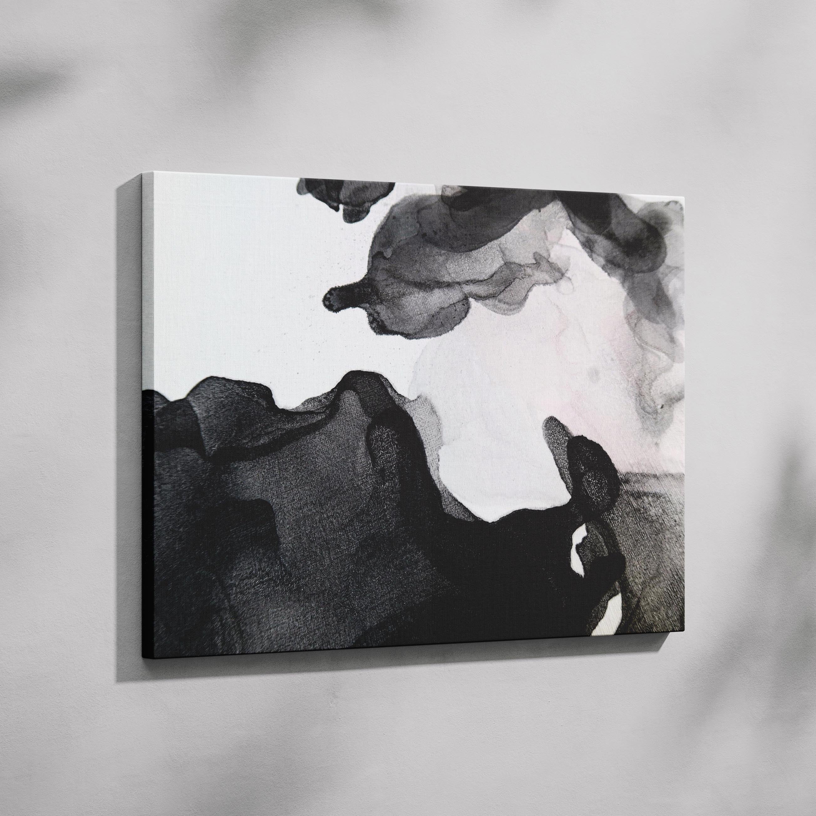 Abstract Waves of Black Ink - Framed Canvas Wall Art Print | House Prints