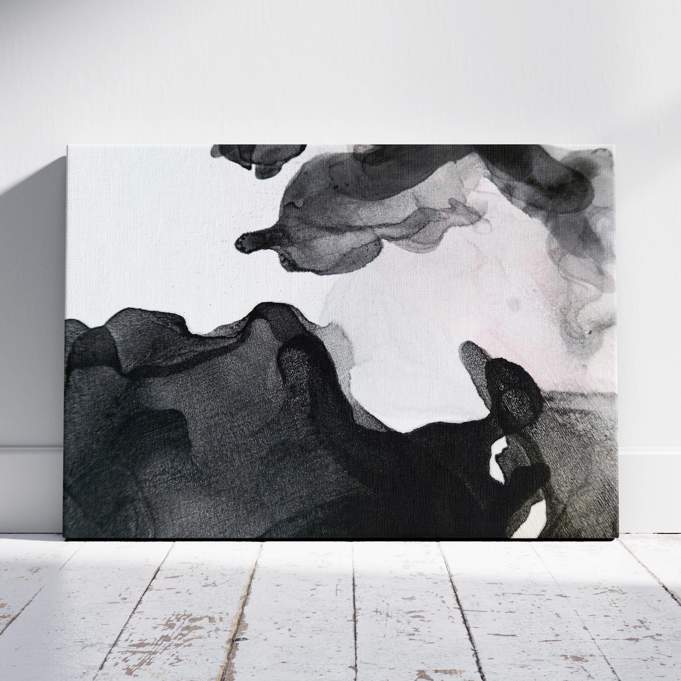 Abstract Waves of Black Ink - Framed Canvas Wall Art Print | House Prints