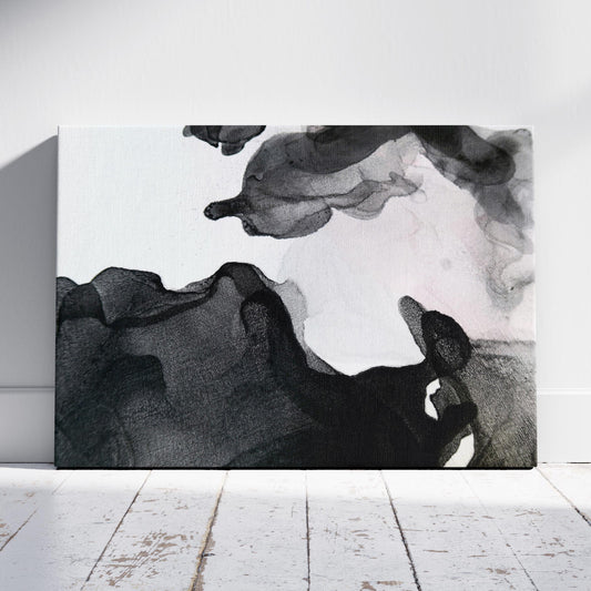Abstract Waves of Black Ink - Framed Canvas Wall Art Print - House Prints