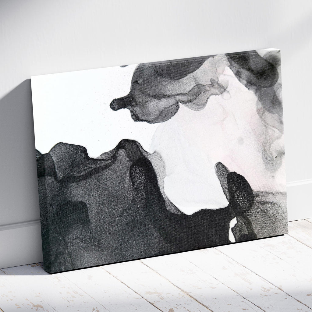 Abstract Waves of Black Ink - Framed Canvas Wall Art Print | House Prints