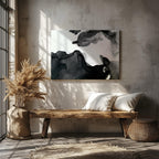 Abstract Waves of Black Ink - Framed Canvas Wall Art Print | House Prints