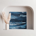 Abstract Blue Waves Brush Strokes - Framed Canvas Wall Art Print | House Prints