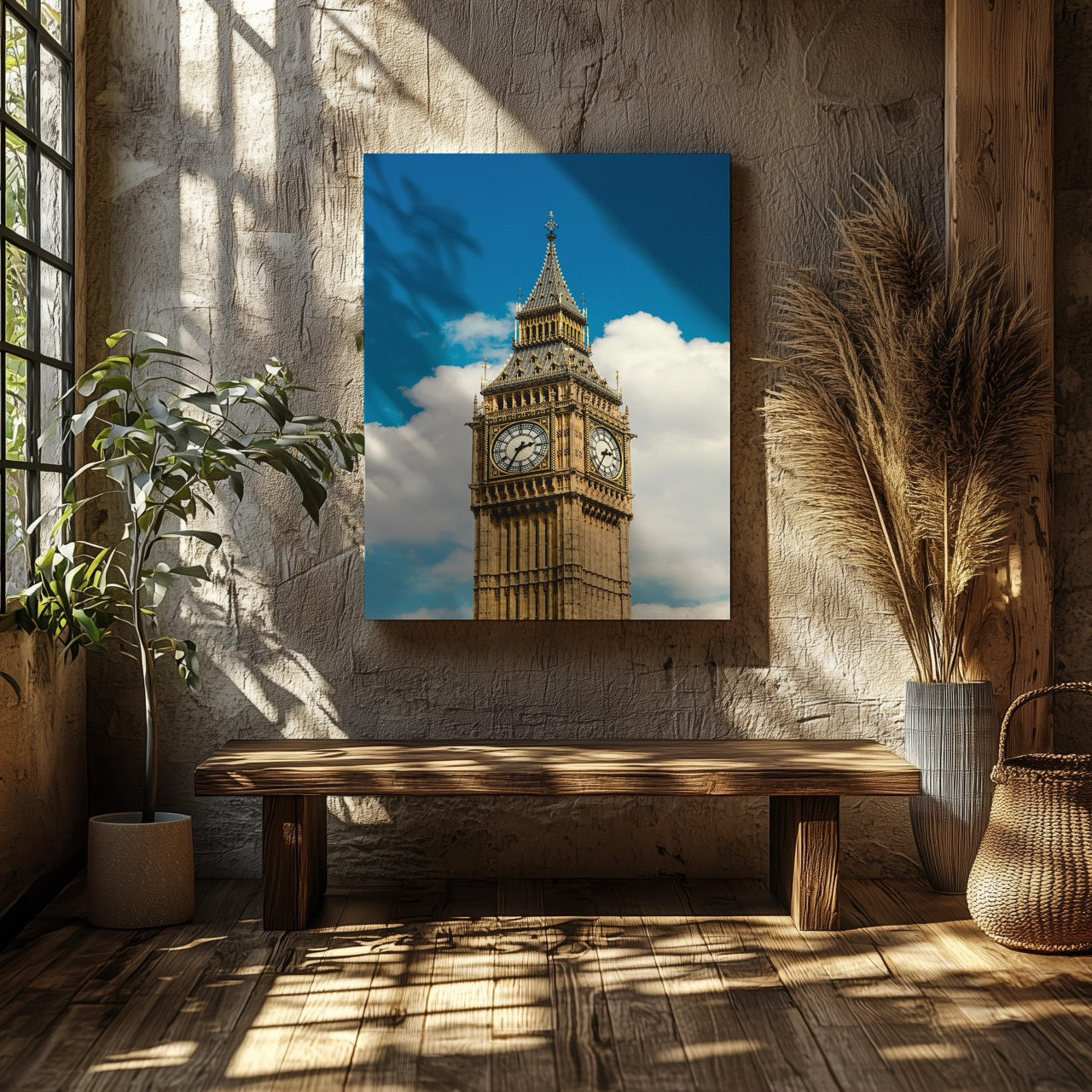 Big Ben & Blue Sky London City Travel - Framed Canvas Wall Art Print - House Prints