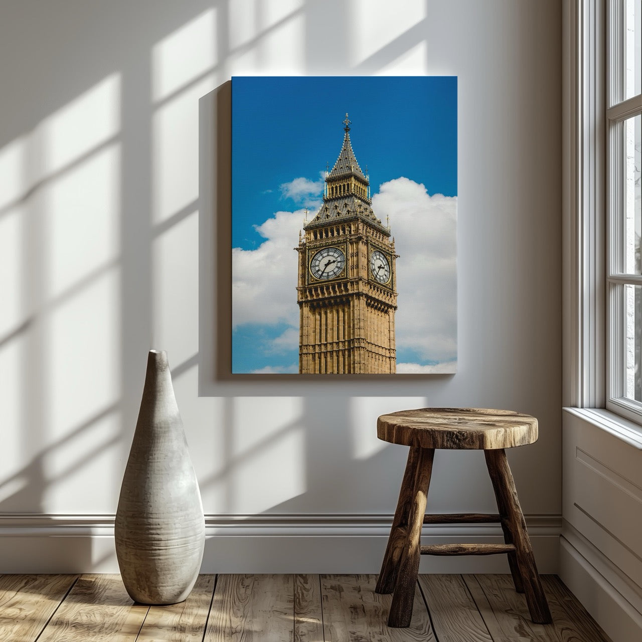 Big Ben & Blue Sky London City Travel - Framed Canvas Wall Art Print - House Prints