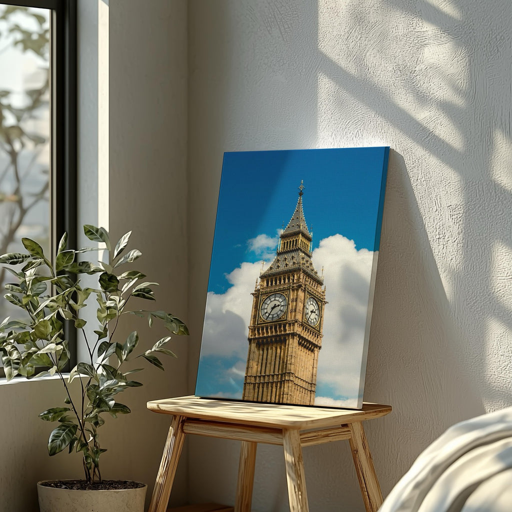 Big Ben & Blue Sky London City Travel - Framed Canvas Wall Art Print | House Prints