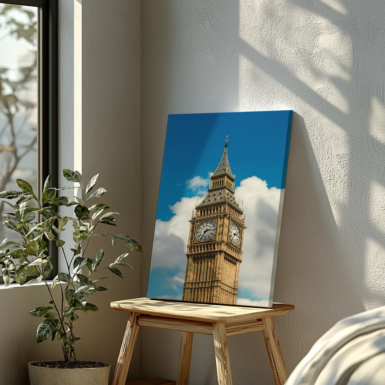 Big Ben & Blue Sky London City Travel - Framed Canvas Wall Art Print - House Prints