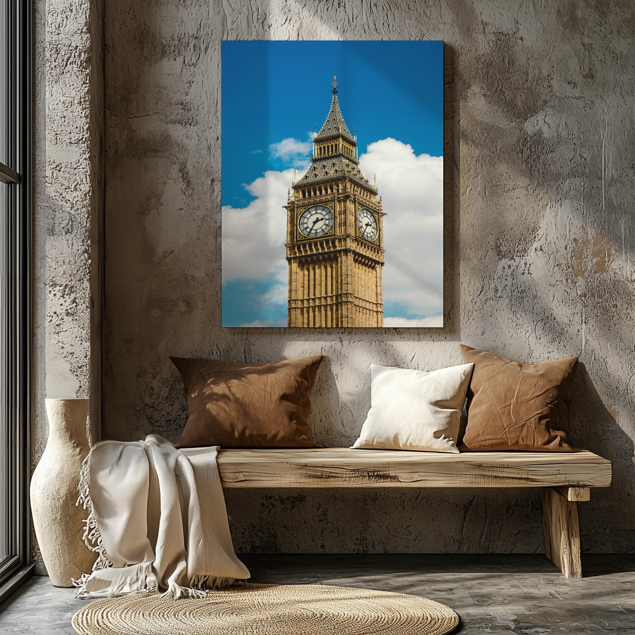 Big Ben & Blue Sky London City Travel - Framed Canvas Wall Art Print - House Prints
