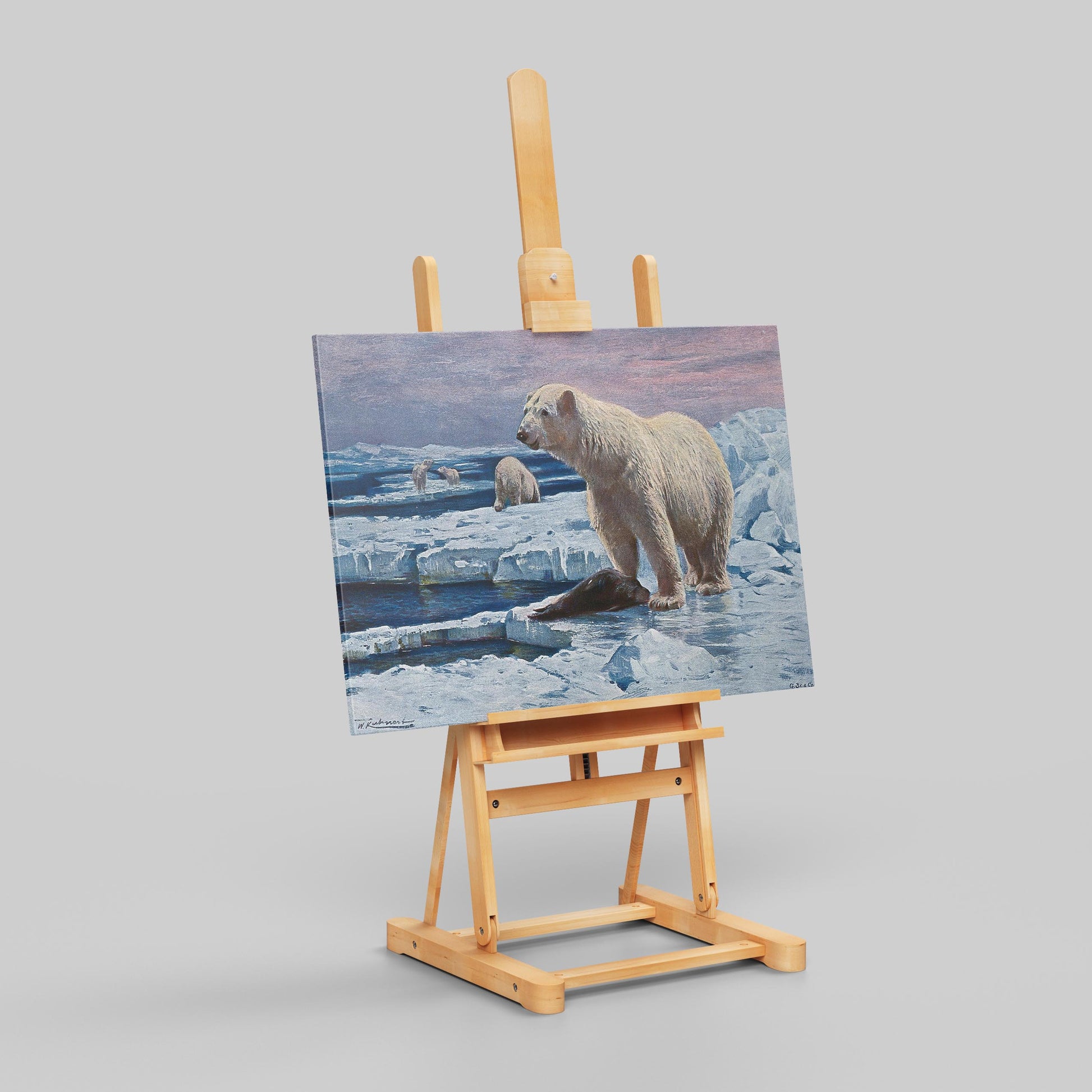 Polar Bears on Arctic Ice - Framed Canvas Wall Art Print - House Prints