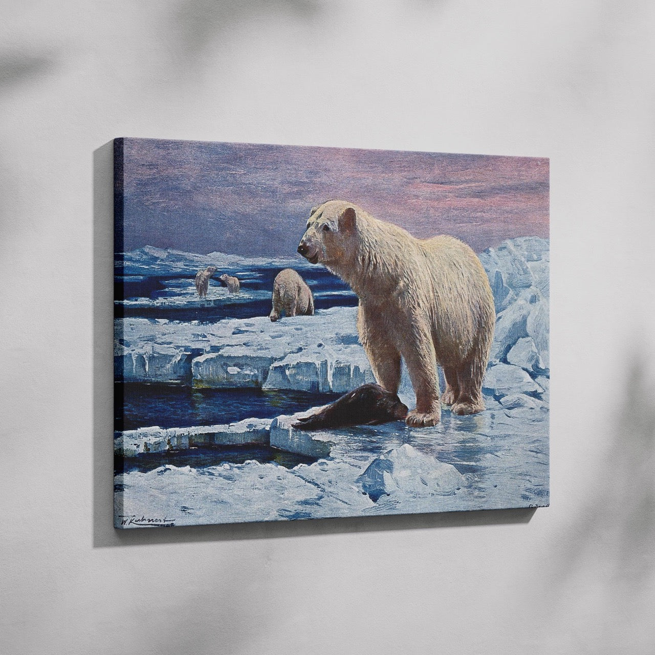 Polar Bears on Arctic Ice - Framed Canvas Wall Art Print - House Prints