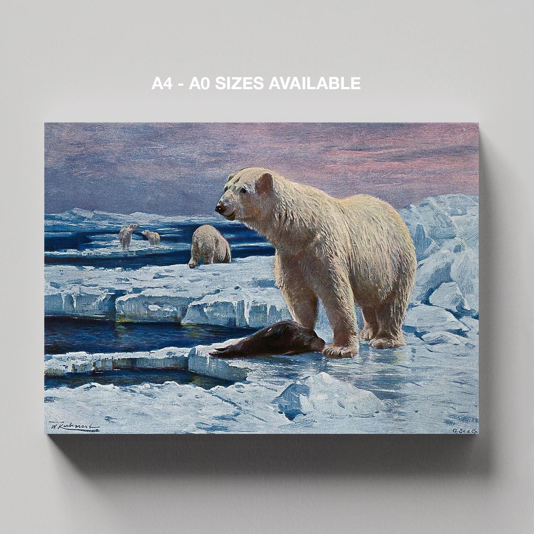 Polar Bears on Arctic Ice - Framed Canvas Wall Art Print - House Prints
