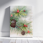 Festive Christmas Holly Leaf Illustration - Framed Canvas Wall Art Print | House Prints