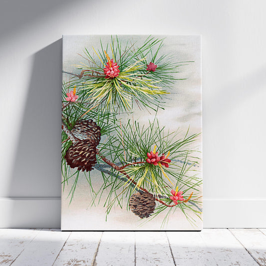 Festive Christmas Holly Leaf Illustration - Framed Canvas Wall Art Print - House Prints