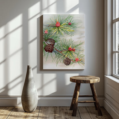 Festive Christmas Holly Leaf Illustration - Framed Canvas Wall Art Print - House Prints