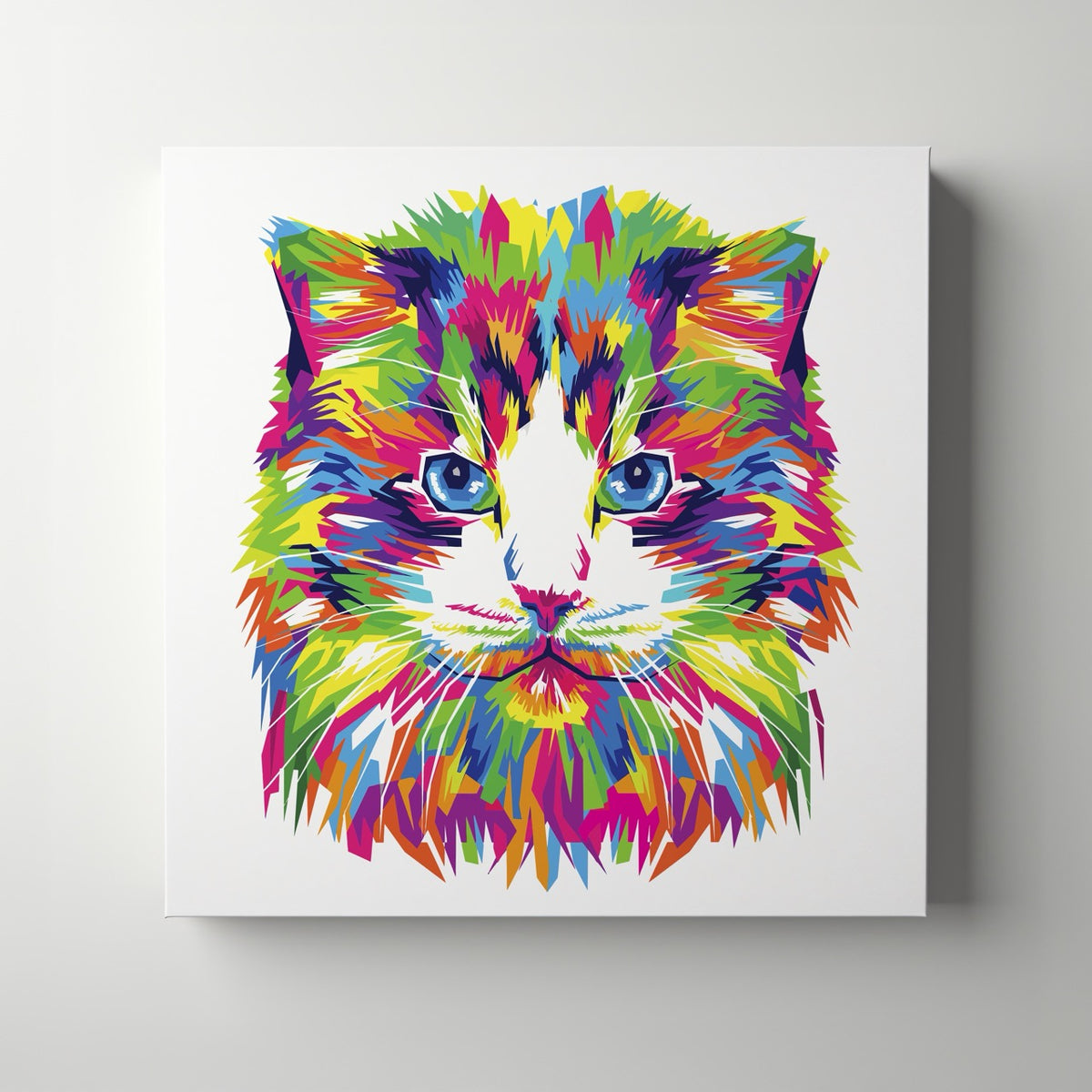 Abstract Colourful Rainbow Cat - Framed Canvas Wall Art Print | House Prints