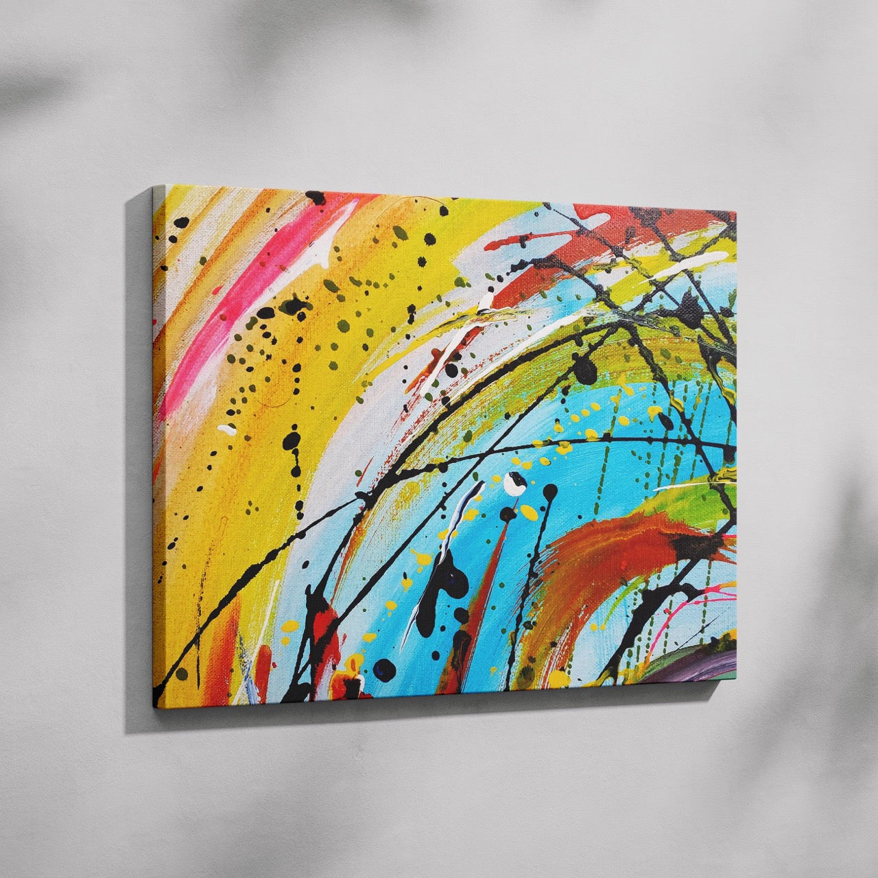 Vibrant Abstract Splash of Color - Framed Canvas Wall Art Print | House Prints