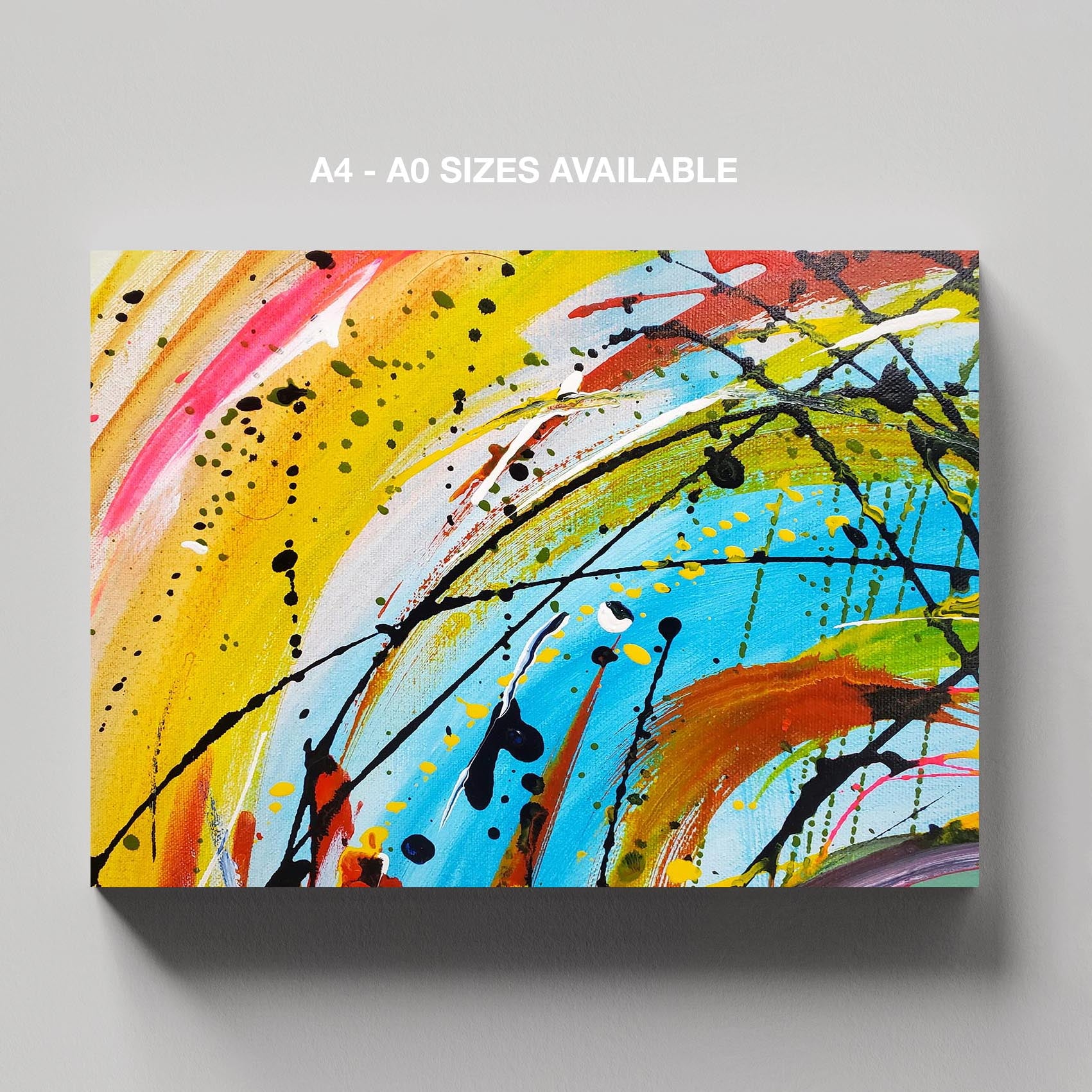 Vibrant Abstract Splash of Color - Framed Canvas Wall Art Print | House Prints