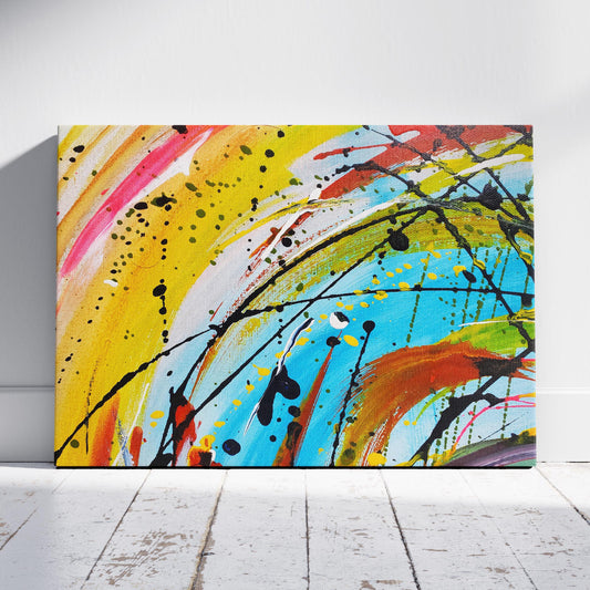 Vibrant Abstract Splash of Color - Framed Canvas Wall Art Print - House Prints