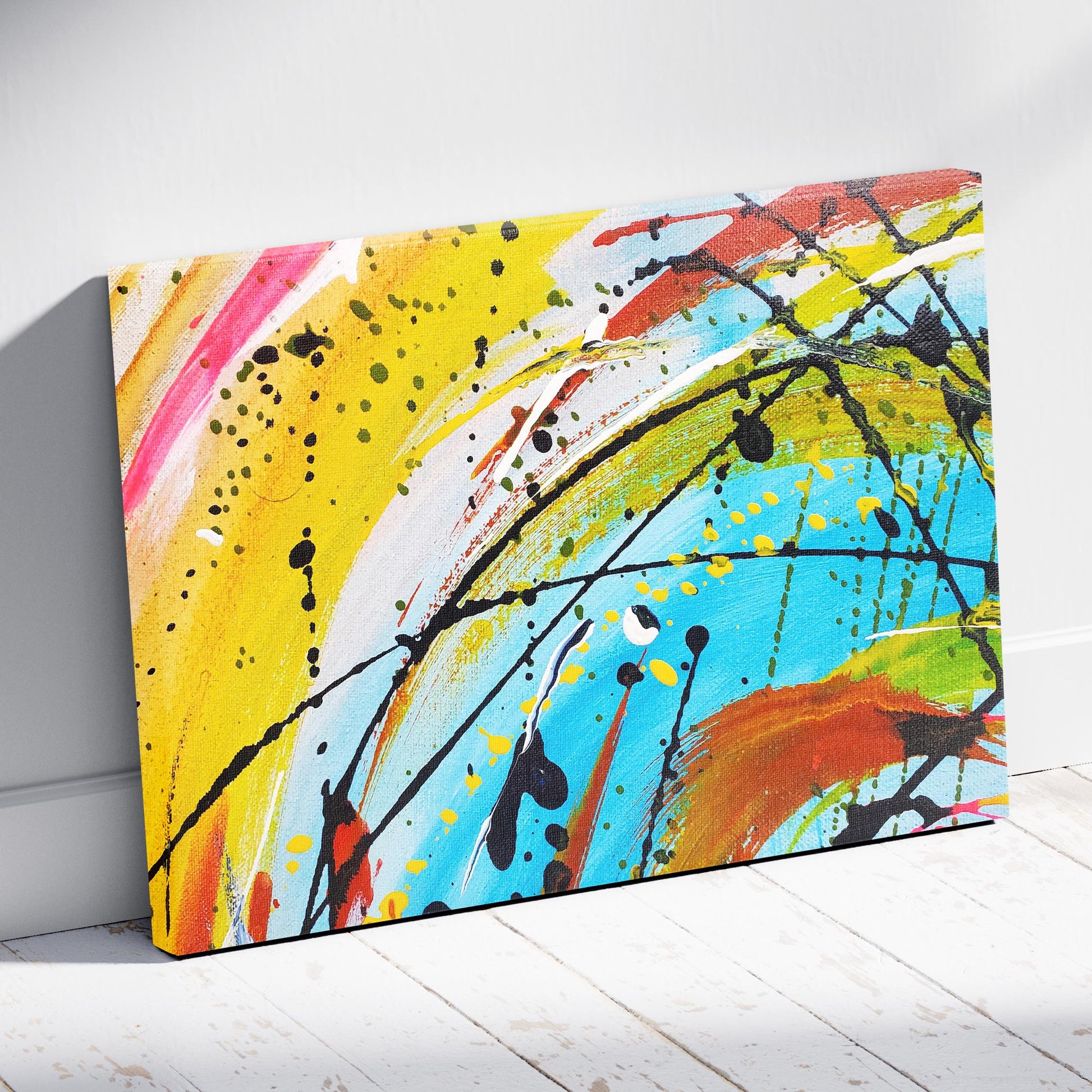 Vibrant Abstract Splash of Color - Framed Canvas Wall Art Print | House Prints
