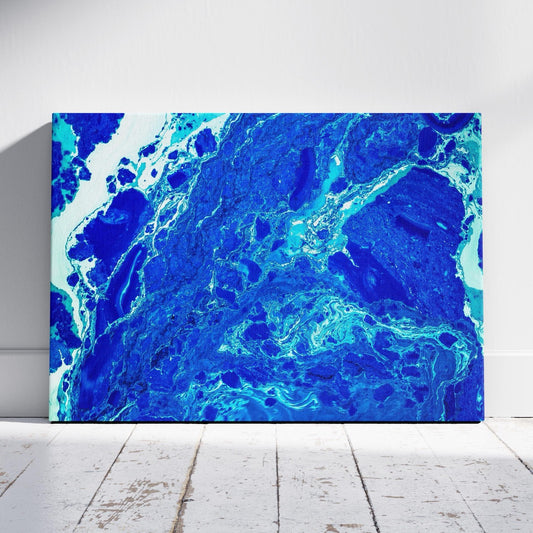 Deep Blue Ocean Swirls - Framed Canvas Wall Art Print - House Prints