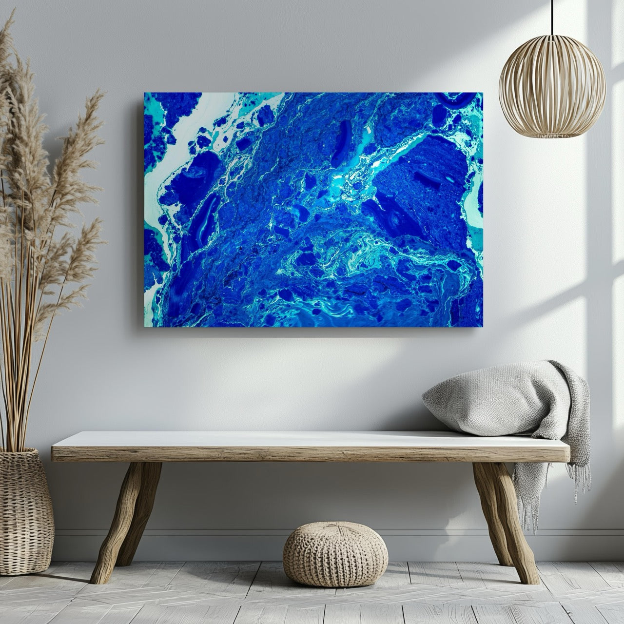 Deep Blue Ocean Swirls - Framed Canvas Wall Art Print - House Prints