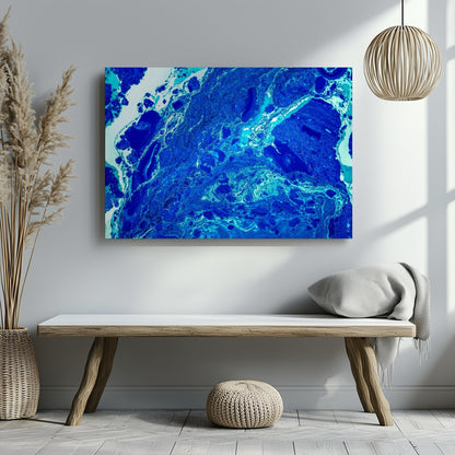 Deep Blue Ocean Swirls - Framed Canvas Wall Art Print - House Prints