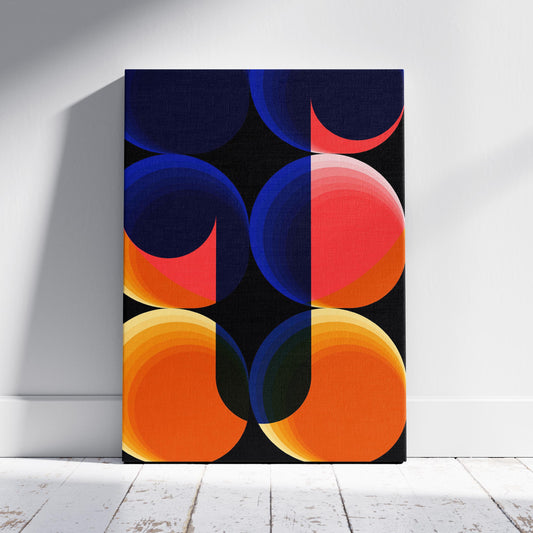 Abstract Bright Coloured Modern Circles - Framed Canvas Wall Art Print - House Prints